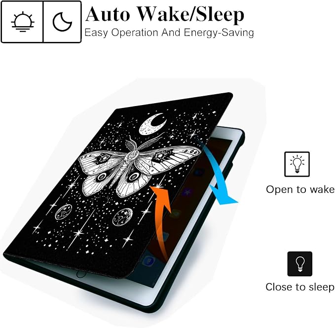 for Microsoft Surface Pro 11/10/9-13" 2024/2022 Tablet Case,Auto Wake/Sleep,Adjustable Stand Protective Cover - Moth Starry Sky
