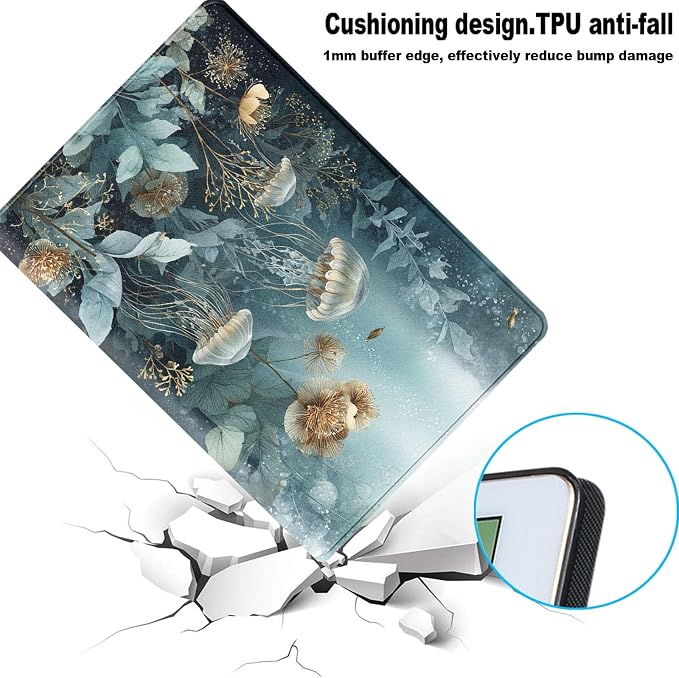 for Samsung Galaxy Tab A 10.1 2016 (SM-T580/T585/T587) Tablet Protective Cover with Adjustable Stand and Magnetic Auto Wake/Sleep,Deep Sea Jellyfish