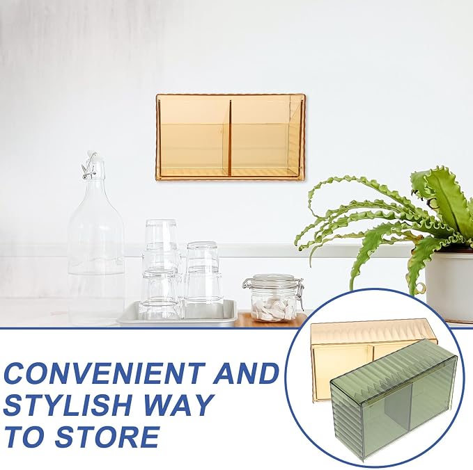 2pcs Wall Mounted Bathroom Organizer Box for Small Items and Makeup Pads Multi-Functional Design and Convenient Lid, Sturdy Pet Material, for Bathroom or Nursery Storage