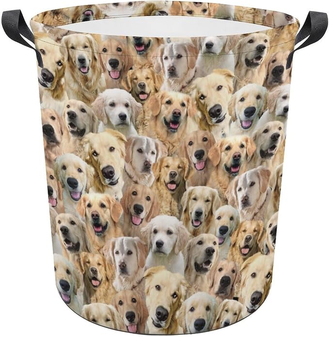 Golden Retriever Lover Gifts, Laundry Hamper With Handles for Dog Mom, Golden Retriever Laundry Basket, Waterproof Clothes Storage Bucket for Bedroom Bathroom