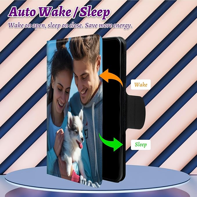 Rotating Handle Case for Samsung Galaxy Tab A11 2026/A9 2024 8.7 Inch, 360 Degree Swivel Kickstand with Magnetic Closure, Shockproof Leather Protective Cover for Women Men, Customized