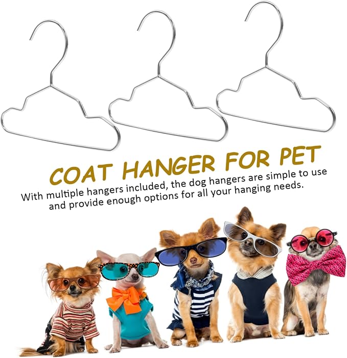 Cabilock 10-Pack Small Dog and Cat Clothes Hangers Metal PET Closet Organizer Non-Slip Coat Rack for Dog and Cat Apparel Mini Garment Drying Hangers
