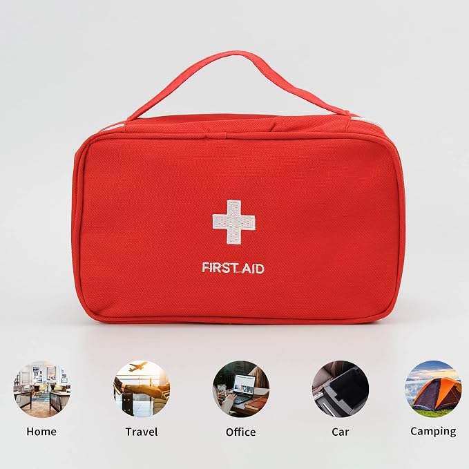Portable Empty First Aid Kit Bag, Travel Medicine Pouch, Small Medical Bag (2 Pieces Red)