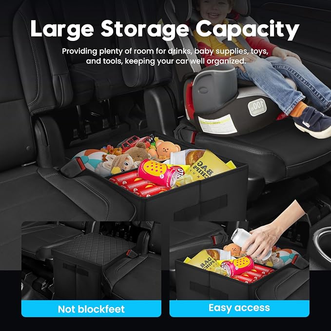 Autorder Car Seat Organizer for 2021-2025 2026 Chevy Chevrolet Suburban/Tahoe Accessories Portable Backseat Organizer with Lid Handles Car Floor Storage for Kids Toys Baby Products Daily Necessities