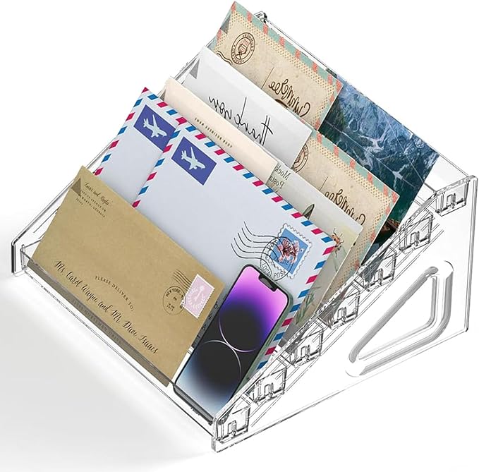 Clear Closure Card Stand Desktop Organizers Portable Document Display Rack for Workplace Study Room PET Card Shelf