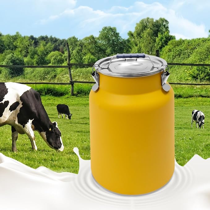 12L Stainless Steel Rice Storage Container with Airtight Lid&Handle, Yellow | Secure 3-Buckle Locking Lid, Portable Handle and Wide Opening, Stores Rice, Flour, Pet Food, Tea, Oil, Milk, Grains