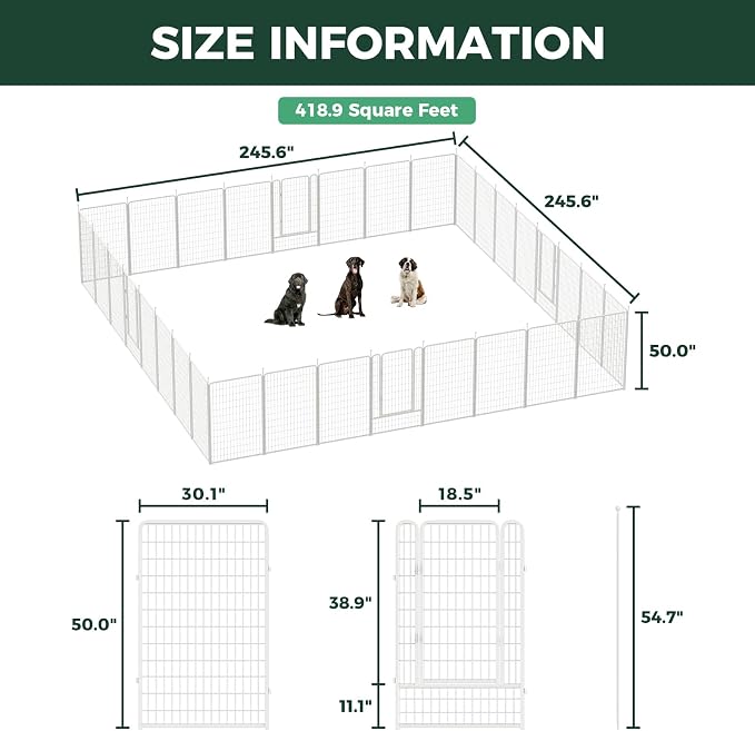 FXW Rollick Dog Playpen, Indoor, Yard & RV Camping, 50"H, 32 Panels | Easy setup, Heavy-duty, DIY layouts, for Ultra Large Dogs, Patented