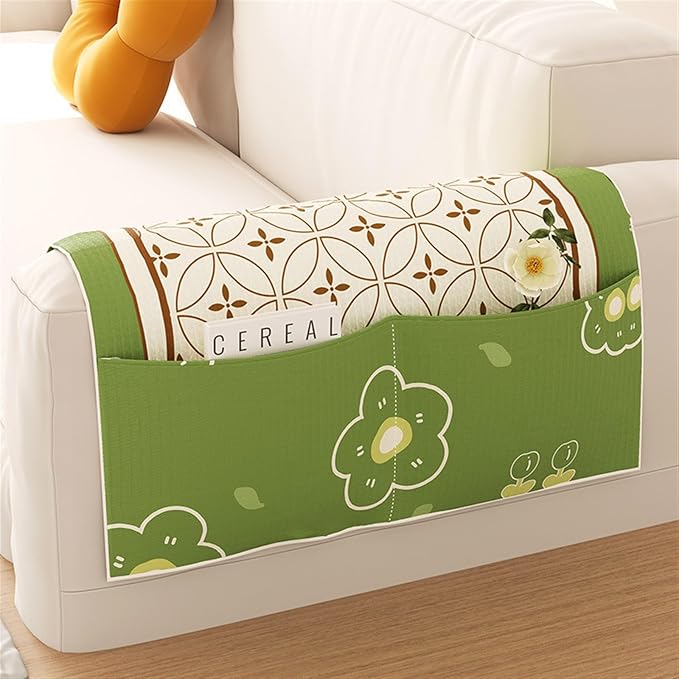Anti-Slip Sofa Armrest Organizer Dustproof Couch Arm Covers with 3 Pockets Universal Non-Slip Arm Rest Covers for Sofa Waterproof Furniture Protector Arm Chair Covers(80*115cm (with three pocket