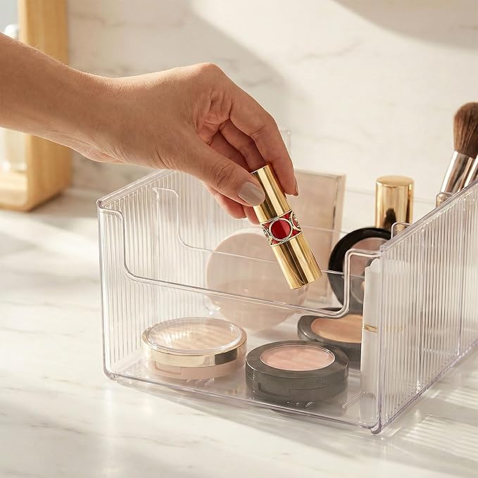 JessLab Pull-Out Makeup Organizer, Cosmetic Storage for Dresser Countertop and Bathroom Vanity, Clear Storage Box for Kitchen Laundry Room, 1 Piece