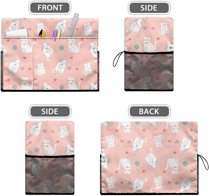 Cute Cat PrintSewing Machine Cover with Storage Pockets,Dust & Pet Hair Protection,Fits Standard Singer, Brother and Janome Machines, Protecting & Decorating Your Sewing Space (Pink)