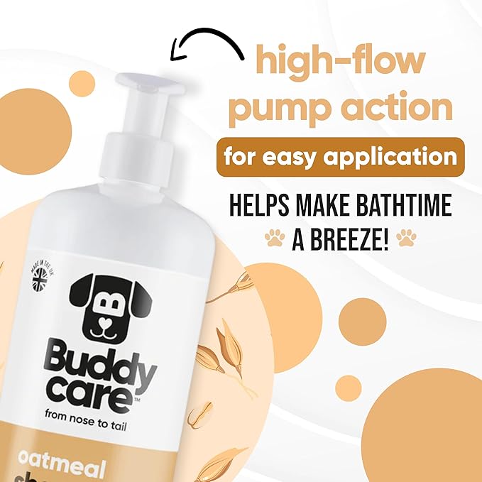 Buddycare Oatmeal Dog Shampoo for Smelly Dogs (33.8oz) - Hypoallergenic & Itch Relief Formula, Gentle on Sensitive Skin, Includes Dog Shampoo and Conditioner - Essential Dog Grooming Supplies