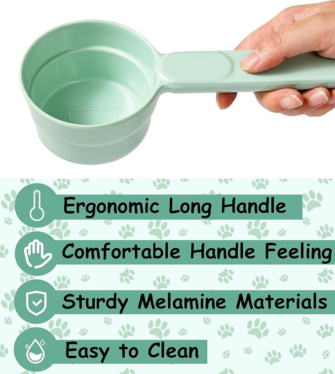 Joyinjojo Dog Food Scoop 1 Cup 1/2 Cup - Melamine Dog Food Measuring Cup, Pet Food Scoop for Dog Cat...Comfortable Long Handle for Easy to Scoop Food