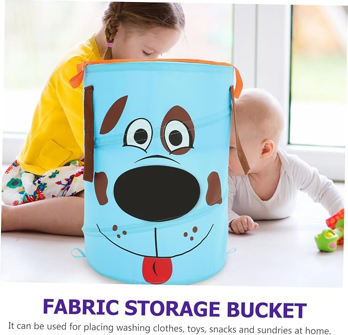 Cabilock 1pc Foldable Portable Storage Basket for Pets Sky- Organizer Handles for Toys Clothes Laundry Nursery Bedroom and Apartment Use
