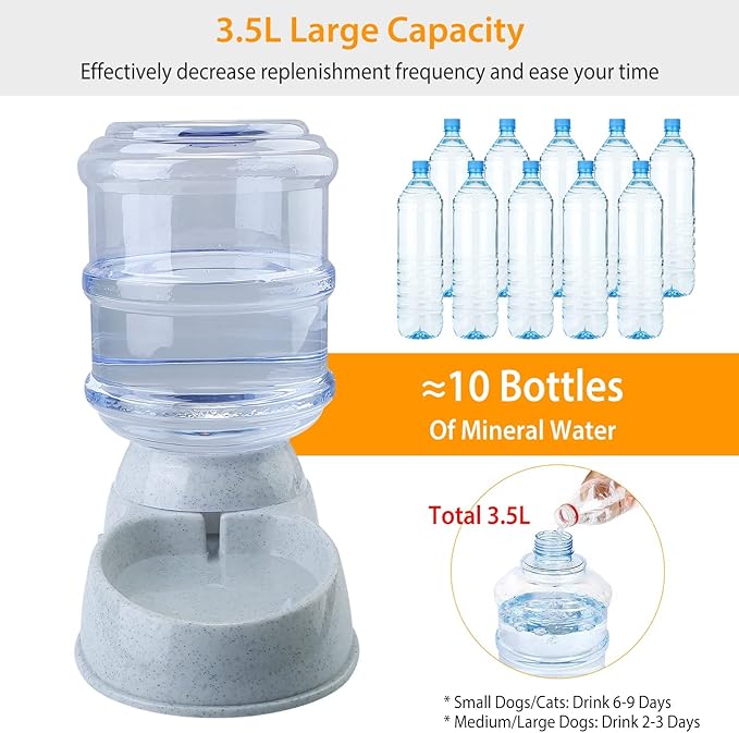 Dog Water Dispenser | Automatic 1 Gallon Cat and Dog Gravity Feeder, Waterer Dispenser Station,Small and Big Pets Water Station, Pet Water Bowl