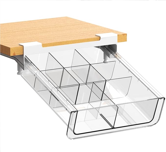 vacane Under Shelf Organizer, Under Shelf Storage Drawer Pull Out, Under Cabinet Basket Hanging Holder for Cupboard Cabinet Pantry Kitchen