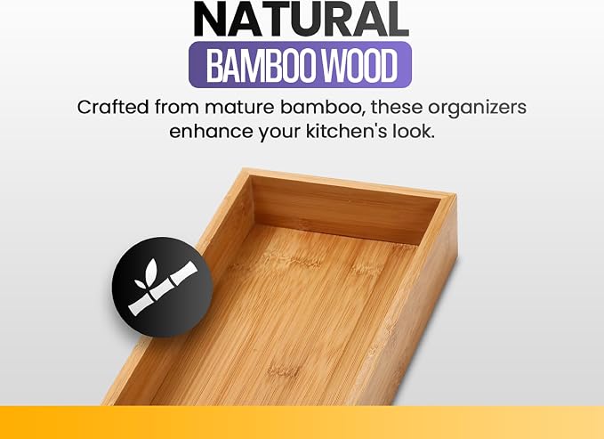 YBM HOME & Kitchen Bamboo Drawer Organizer Box 14" Lx10 Wx2 H #319