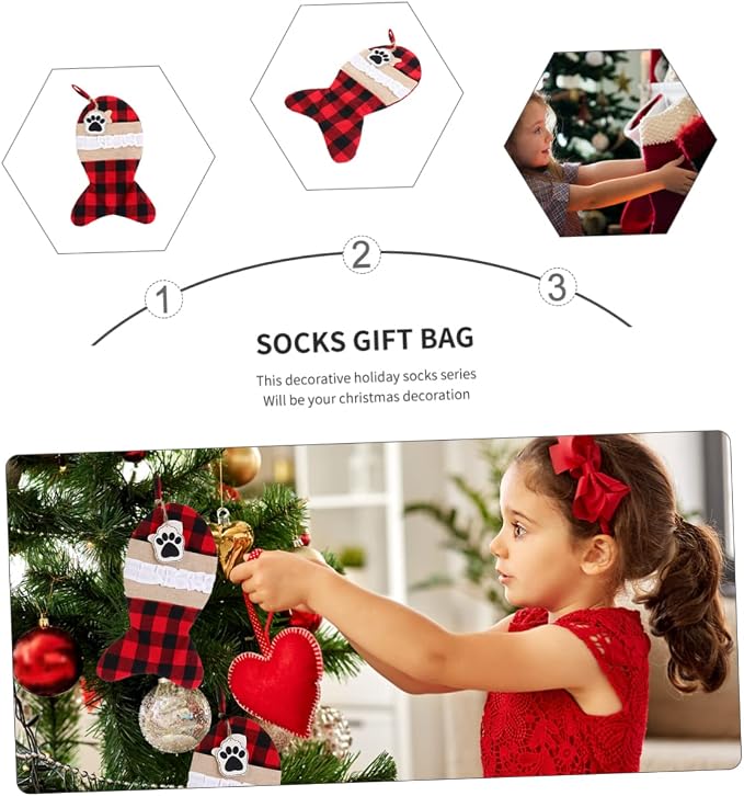 VICASKY 1Pc Christmas Pet Stocking Bag Charming Holiday Pouch for Pets Storage for Christmas and Decorations for Parties and Festive Occasions