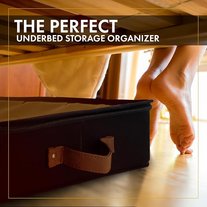 HOMELUX THEORY Under Bed Storage, Medium 2pc with Lid, Black | Drawer-style pull-out design, Fits blankets, clothes, fabric & shoes, Bins with lids, Bedroom & closet storage