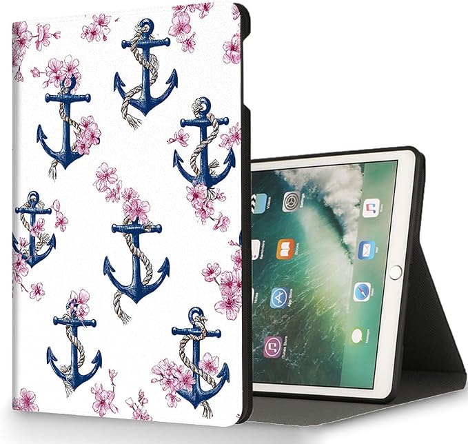 for Microsoft Surface Pro 7 Plus,Surface Pro 7/6/5/4 12.3" Tablet Case,Auto Wake/Sleep,Adjustable Stand Protective Cover - Anchor Floral