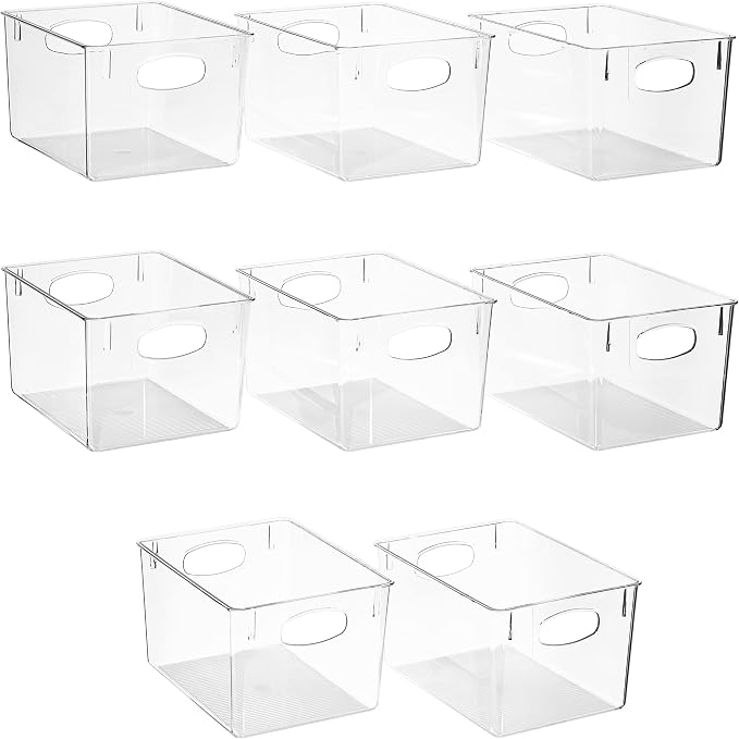 Sorbus Fridge Organizers and Storage, Clear Plastic Bins (Large, 8 Pack)