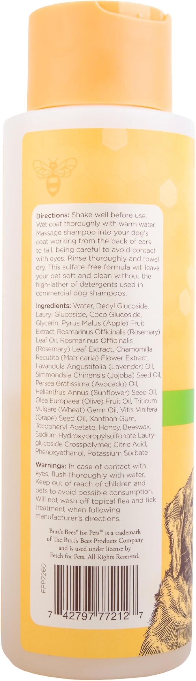 Burt's Bees for Pets Deodorizing Dog Shampoo with Apple and Rosemary, 95% Natural Origin, pH Balanced, Free of Sulfates, for Smelly Dogs, Gentle Dog Shampoo, 16 Fl Oz - 6 Pack