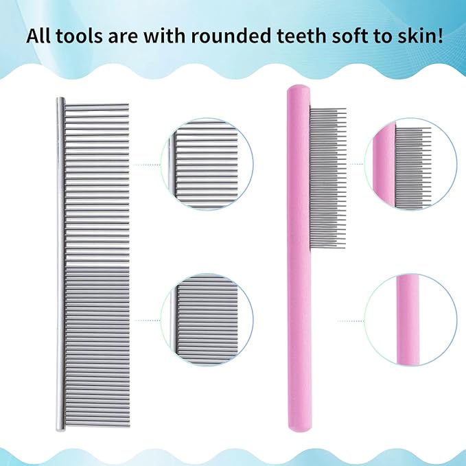 Gently Grooming Slicker Brush with Coated Tips for Long-Haired Dogs-Ergonomic Wooden Handle, Long Pins for Grooming Goldendoodles Poodles Pink