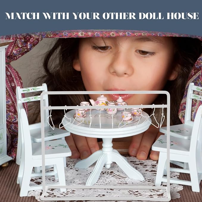 Doll Clothes Hanger Set Mini Clothes Rack with 10 Doll Hangers Metal Outfit Rack for Dollhouse Clothing Display Mini House Decor 5.90 X 4.72 X 2.16 in