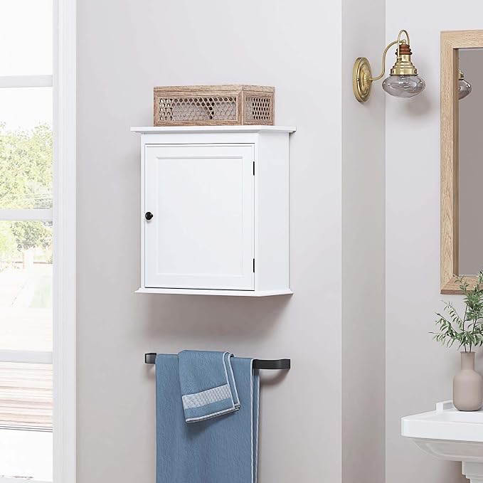 Spirich Small Medicine Cabinet, Bathroom Wall Cabinet Over Toilet, White | FSC-Certified MDF, Single Door, Adjustable Shelf, Compact Hidden Storage for Bathroom, Kitchen or Laundry
