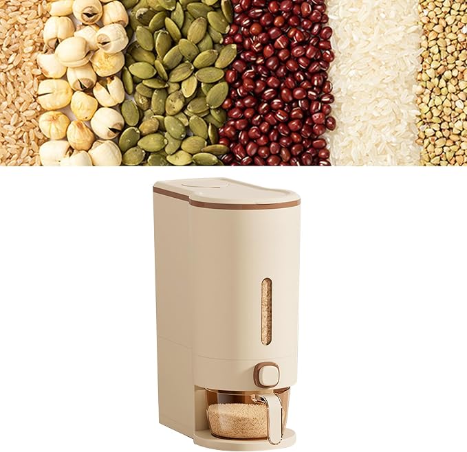 AYNEFY Brown Rice Dispenser, 22lb Sealing Rice Bin with Transparent Window, Detachable Food Storage Bins, Large Space Grain Dispenser Rice Bin for Kitchen