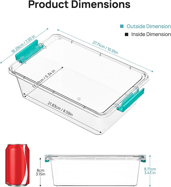 Vtopmart 4 Pack 3 Qt Clear Storage Bins with Lids for Building Blocks，Craft | Stackable Plastic Organizer Box for Home, Classroom, Office, Craft Room, Small Containers for Art Supplies, Stationery