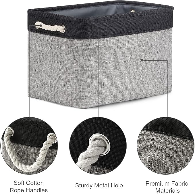 Storage Basket for Organizing - 16x12x12 inch Cube Storage bin 3 Pack Fabric Storage Cubes, Collapsible Storage Box for Organizer Cloth Gift Toy Closet (Black & Grey)