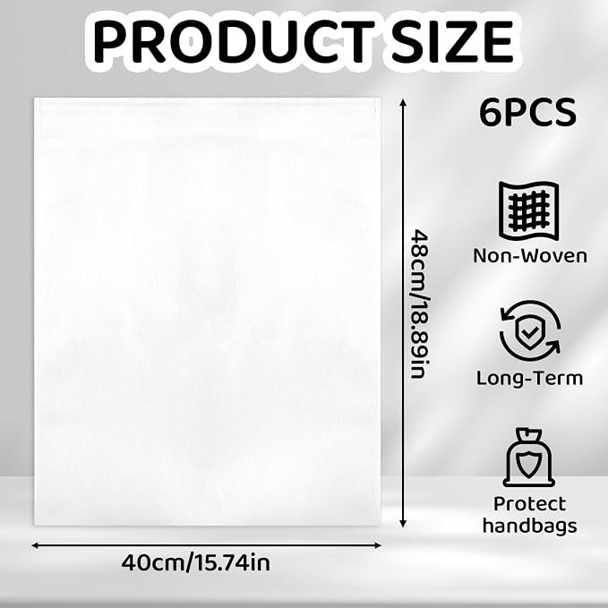 6pcs Dust Bags for Handbags - Non-Woven Breathable Shoe Bags for Travel, Storage, Closet - Dust-proof Storage Pouch Covers Protector for Handbags Shoulder Bags Purses Shoes Luggage