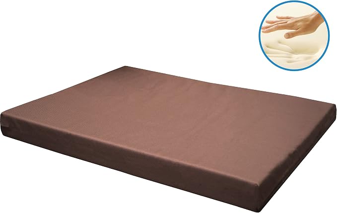Dogbed4less Memory Foam Platform Dog Bed, Crate Mattress with Waterproof Removable Cover Small Medium 29X18X3 Brown