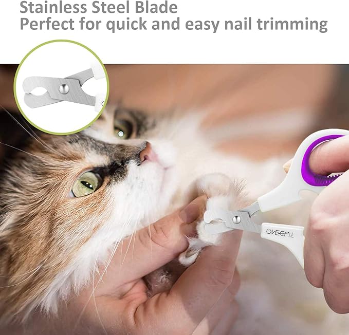 Pet Nail Clippers, Update Version Cat & Kitten Claw Nail Clippers for Trimming, Professional Pet Nail Clippers Best for a Cat, Puppy,Rabbit, Kitten & Small Dog,Sharp & Safe (Purple)
