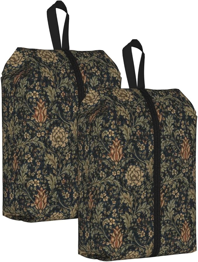 Morrisstyle Victorian Floral Travel Shoe Bag for Men & Women, Waterproof Shoe Storage Organizer with Zipper, Portable Shoe Pouch for Sneakers, Heels, Sandals, Gym & Travel Luggage 2PCS