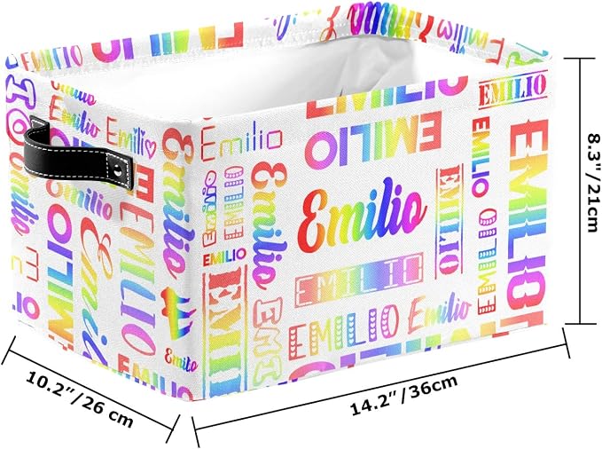 Personalized Toy Box Storage Bins for Boys Girls with Name, Kids Custom Storage Basket Cubes Organizer with Handles, Shelf Closet Storage Baskets Bin Customized Gift, 1 Pack