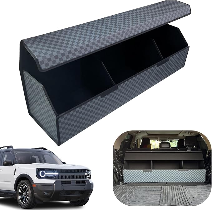 Car Trunk Organizer for For Ford Bronco - Custom Fit,Easy Installation，Large Space Outdoor Trunk Organizer with Leather,Hook and Loop Fastener,4-Layer Cover,For Ford Bronco 2021-2025