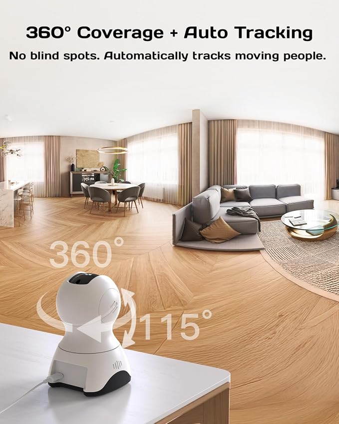 VIMTAG 2.5K 4MP Pan/Tilt Indoor Camera for Pet/Dog/Cat/Baby/Nanny/Home Security with Phone APP, Motion Tracking, Night Vision, 2-Way Audio, AI Detection, 5G/2.4GHz WiFi, Cloud & SD Card, Works w/Alexa
