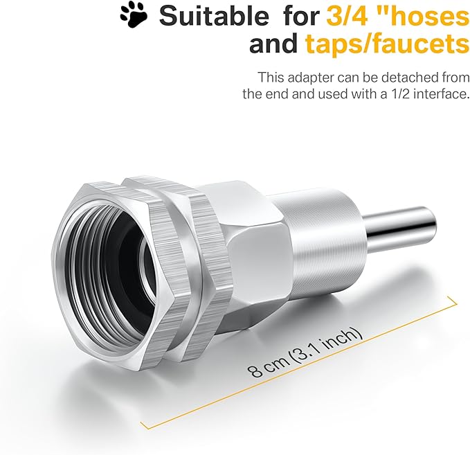 Hohean Stainless Steel Automatic Water Drinker 1/2'' 3/4'' Automatic Nipple Drinking Waterer Brass Water Tank Connector with Hole Opener and Plumber's Tape for Dogs and Other Pets