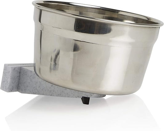 Lixit® Stainless Steel Kennel Food or Water Bowl - Non Spill Hanging Removable Crate Bowls - Carrier Cage Dish for Dogs or Cats for Feeding and Drinking (Stainless Steel, 10 Ounce)