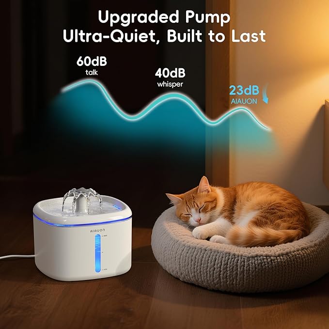 Cat Water Fountain,84oz/2.5L Pet Cat Fountain – Ultra Quiet Upgraded Automatic Pet Water Dispenser with 8 Replaceable Filters, Indoor Cat & Dog Drinking Bowl