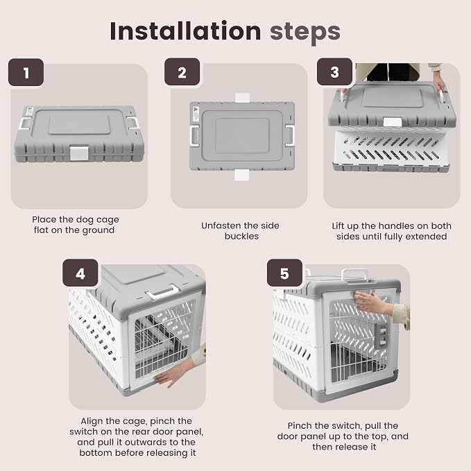 Collapsible Dog Crate for Medium/Small Dogs - 28" L Foldable Dog Cage No-Tool Assembly, Travel Dog Crate with 2 Wheels - Easy to Carry, Space-Saving, Indoor Outdoor Use, 27.96"(L) X18.3(W) X20.87(H)