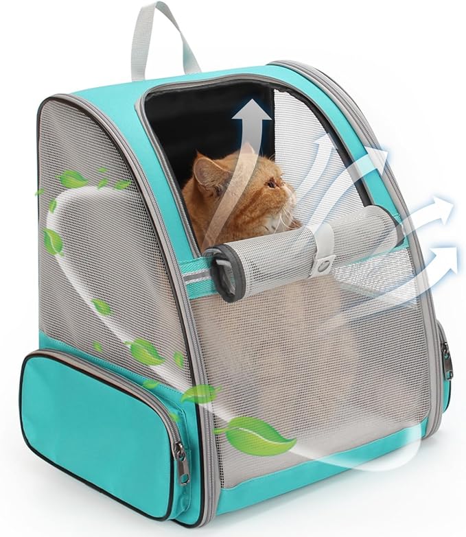 Cat Backpack Carrier, Ideal for Small Animals & Puppies, Airline Approved,Safe for Travel, Hiking, Vet Transport & Outdoor Use Fully Ventilated Design for Ultimate Comfort On-the-Go