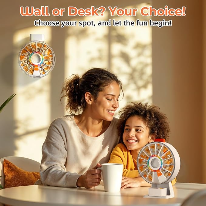 Zoksi Large Fun Pill Dsipenser, Daily Pill Box for 7 or 14 Days | Wall-Mountable or Tabletop,Easy Press Button,Large capacity