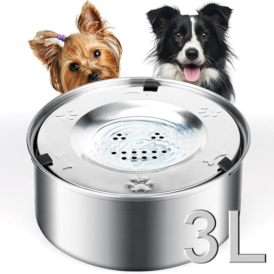 3L/101oz Dog Water Bowl No Spill, No Spill Water Bowl for Dogs|Spill Proof, Stainless Steel Slobber Stopper for Messy Drinkers, Small Medium & Large Dogs