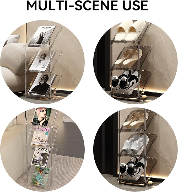 YYW Transparently Narrow Shoe Rack, Vertical Shoe Rack for Entryway Corner | Small Shoe Storage Organizer, Save Space Slim Shoe Shelf for Front Door Entrance, Easy To Assemble, PET Material