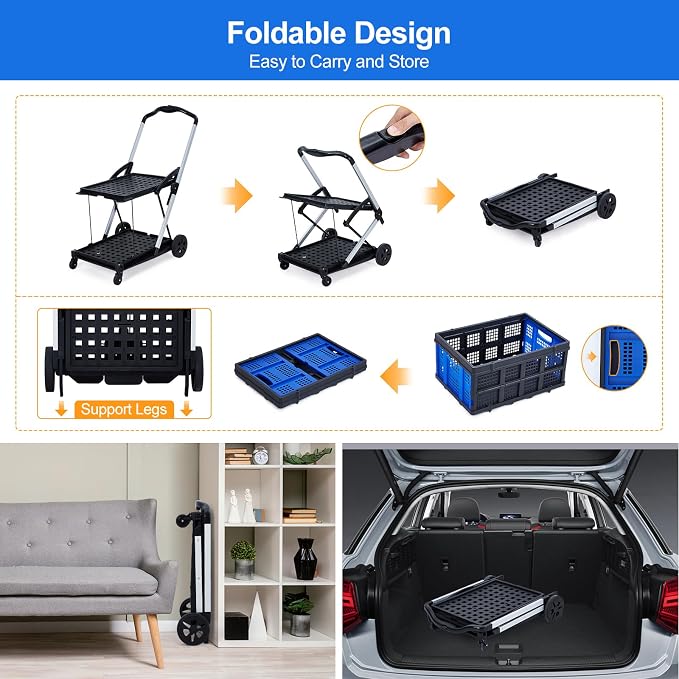 2-Tier Double Cat Litter Box Enclosure Furniture with Doors, Foldable Shopping Cart for Groceries, Hidden Storage, Ladder, Hammock, Metal Mesh for Apartment, Office, Travel, Green