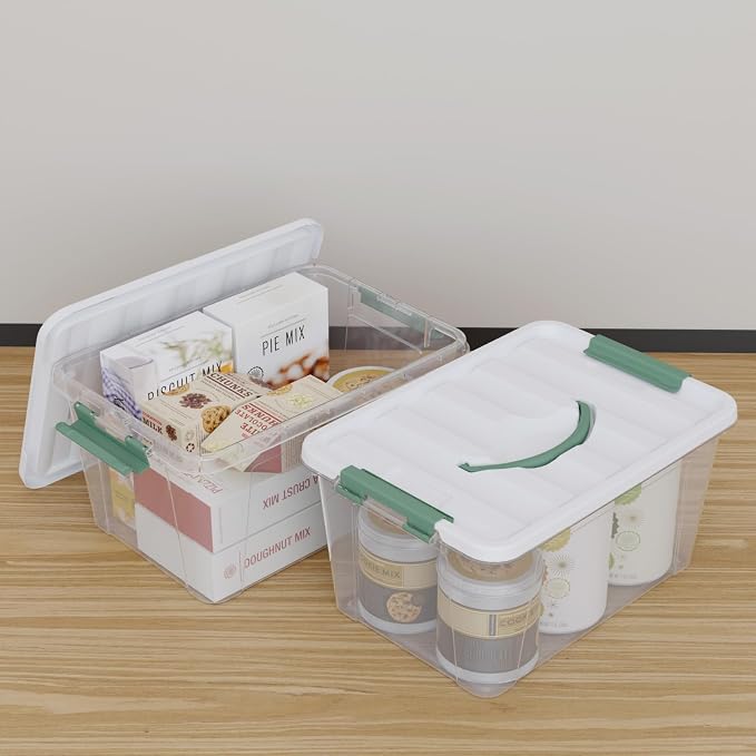 14 Quart Latching Box, Clear Plastic Storage Bin with Lids, 4 Packs | Oorganization Container Tote Boxes with Handle