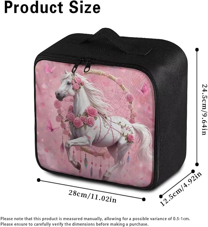 Rnyleeg Dreamcatcher Horse First Aid Kit for Women Pink Rose First Aid Travel Kit Empty Lightweight Medicine Pouch Organizer for Home Outdoor