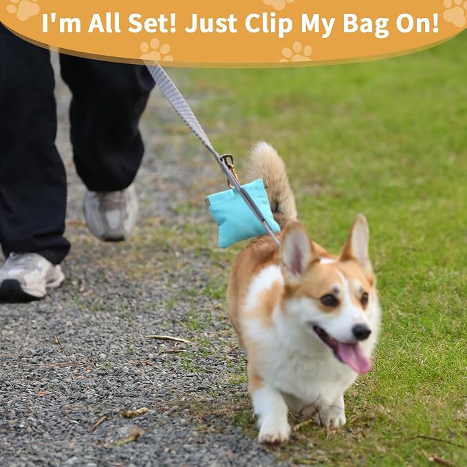 Dog Treat Pouch for Pet Training, Carabiner & Magnetic Buckle, Blue | Hand Free Dog Training Treat Bag, Auto Closing Dog Walking Bag for Puppy Travel or Outdoor Use, Pet Feed Snack Reward Pocket
